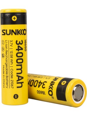 Sunkko 3.7 Volt 3400 Mah 18650 Şarj Edilebilir Pil (2li Paket)