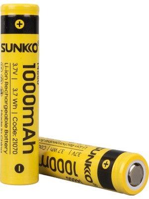 Sunkko 3.7 Volt 1000 Mah 14650 Şarj Edilebilir Pil (2li Paket)