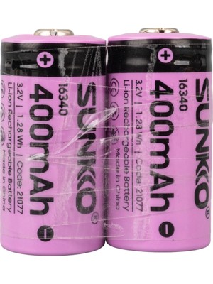 Sunkko Ifr 3.2 Volt 400 Mah 16340 Şarj Edilebilir Pil (2li Paket)