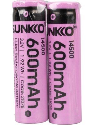 Sunkko Ifr 3.2 Volt 600 Mah 14500 Şarj Edilebilir Pil (2li Paket)