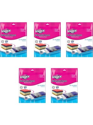 Vindex Vakumlu Giyisi Yastık Yorgan Saklama Torbası Poşeti Hurç -Large -55X90 Cm. -1 Adetlik 5 Paket