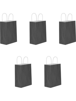 Omeyva Büküm Saplı Kraft Kağıt Karton Hediyelik Çanta Poşet Torba - Siyah - 25X31 Cm. - 5 Adetlik 1 Paket