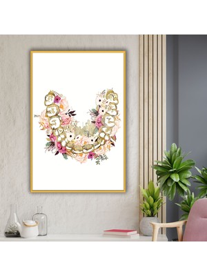 Gaagart Metal Çerçeveli Cam Diş Poliklinik Tablosu Çiçekli Alt Çene Görseli