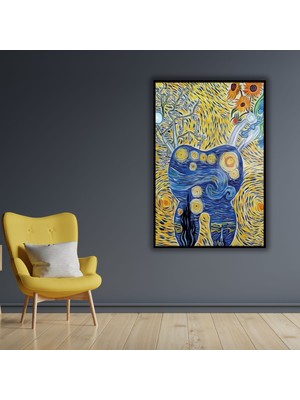 Gaagart Metal Çerçeveli Cam Diş Poliklinik Tablosu Salvador Dali Yıldızlı Gece