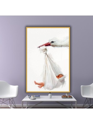 Gaagart Metal Çerçeveli Cam Kadın Doğum Poliklinik Tablosu Bebek ve Leylek