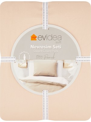 Evidea Soft Çift Taraflı Tek Kişilik Nevresim Seti - Bej / Beyaz