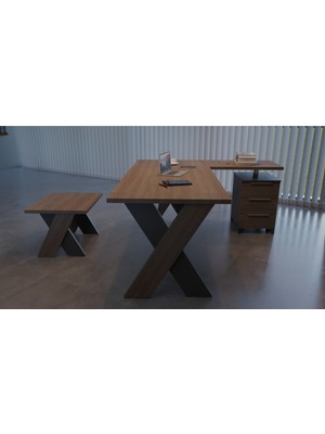 Çağın Ofis Mobilyaları Omıx Yüksek Kesonlu Masa Sehpa 180 cm (Balos/antrasit)