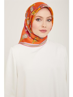 Armine Obje Desenli Twill İpek Eşarp 24Ya9141 80 04