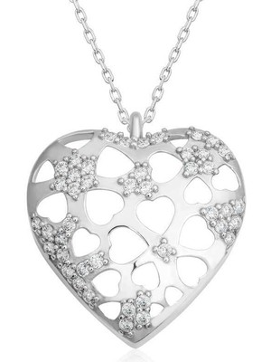 Serra Jewels Gümüş Bombeli Kalp Kadın Kolye