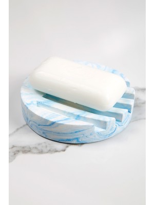 Betonmall Mermer Desenli Yuvarlak Model Beton Katı Sabunluk Su Giderli 10 cm