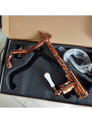 Sipahi Marble Rose Gold Seramik Detay Lavabo Bataryası