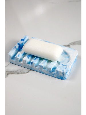 Betonmall Mermer Desenli Banyo Mutfak Tuvalet Beton Katı Sabunluk Su Giderli 8X13 cm