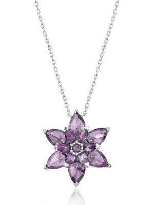 Serra Jewels Gümüş Mor Lotus Çiçeği Bayan Kolye