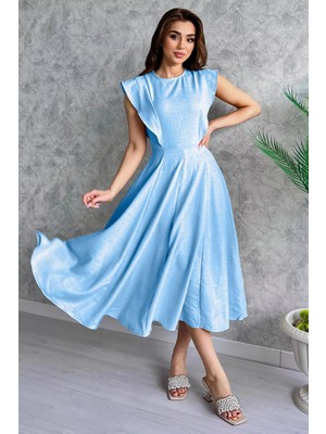 Julude Mavi Kadın Bisiklet Yaka Kiloş Elbise P-00003873