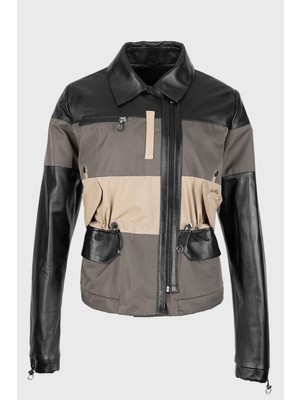 Valmenti Kadın Siyah Deri & Tekstil Deri Mont 616 Z-3866 Bn Mont SK23/24