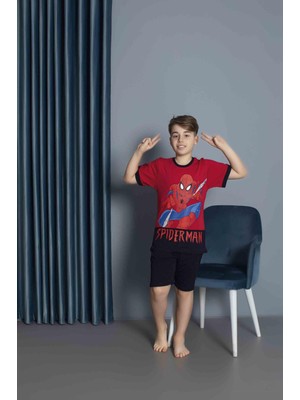 Rapapa Erkek Spiderman Baskılı Şort Garson Boy Pijama Takımı 3661