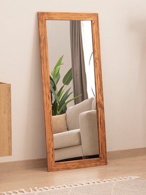 Dfn Wood Masif Ahşap Dikdörtgen Dekoratif Duvar Salon Ofis Aynası 170X60 cm