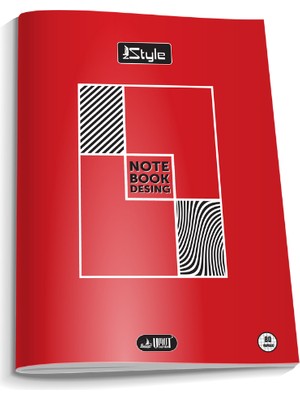 Glanart A4 Boy Plastik Kapak 40 Yaprak Kareli Defter Kenarı Kırmızı Çizgili 1 Adet Newstyle