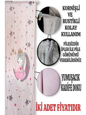 Modalive Home Sevimli Balon Tutan Pembe Fil Çocuk Odası Fon Perde