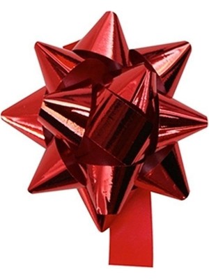 Roco Paper Co. Roco Paper Kendinden Yapışkanlı Kırmızı Metalik Yıldız Rafya 100 Adet - 1cm