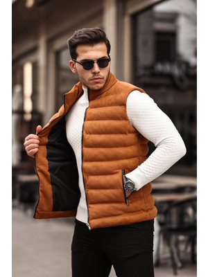 Mero Life Erkek Taba Nubuk Süet Şişme Yelek