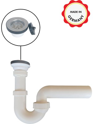 Dallmer Koku Önleyici Lavabo ve Evye Sifonu 100/0, 1 1/2'', DN50, Paslanmaz Delikli Süzgeçli, Koku Yapmaz, Kolay Uygulanır, Her Yöne Dönebilen Mafsallı 50'lik Çıkış Borulu