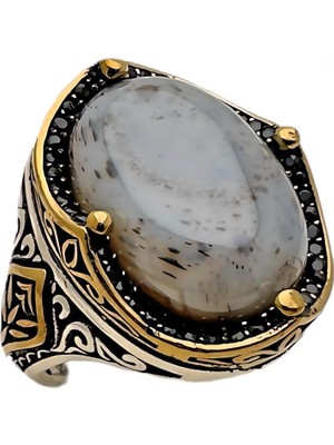 Gevherans Akik ve Zirkon Taşlı Gümüş Yüzük 240053173G21Y