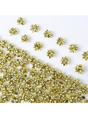 Roco Paper Co. Roco Paper Kendinden Yapışkanlı Altın Metalik Yıldız Rafya 100 Adet - 1cm