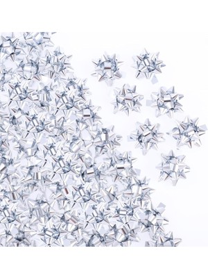 Roco Paper Co. Roco Paper Kendinden Yapışkanlı Gümüş Metalik Yıldız Rafya 100 Adet - 1cm