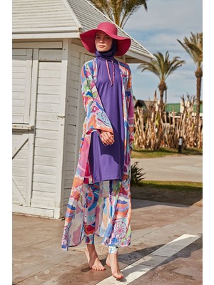 Marina Renkli Kimono Kaftan P2424