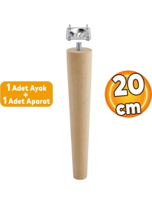 Badem10 Ahşap (20 CM) Sehpa Puf Konsol Tv Ünitesi Ayağı Ayakları M8 Civatalı Bağlantı Aparatlı
