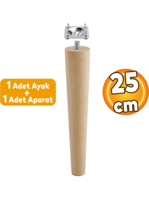 Badem10 Ahşap (25 CM) Sehpa Puf Tabure Tv Ünitesi Ayağı Ayakları M8 Civatalı Bağlantı Aparatlı