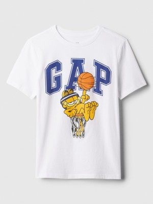 Gap Erkek Çocuk Beyaz Gap Logo Grafikli T-Shirt