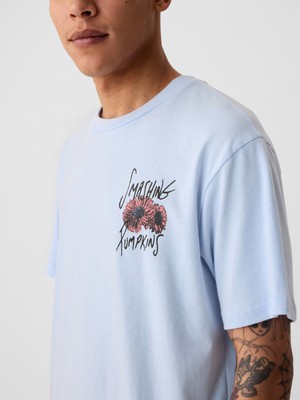 Gap Erkek Mavi Smashing Pumpkins Grafikli T-Shirt