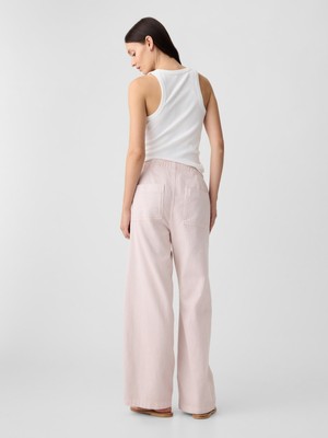 Gap Kadın Açık Pembe Pull-On Wide Leg Jean Pantolon