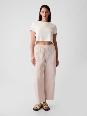 Gap Kadın Açık Pembe Pull-On Wide Leg Jean Pantolon