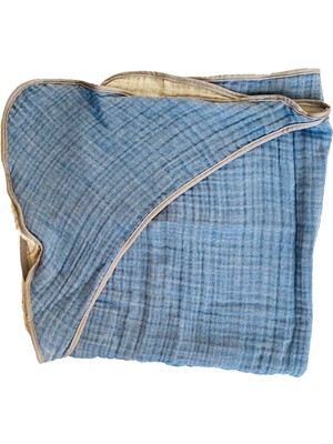 Yorni 75X75CM 4 Kat Müslin Kumaş Bebek Başlıklı Kundak Banyo Kurulama Havlusu