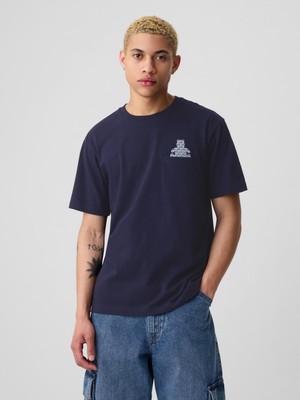 Gap Erkek Lacivert Gap Logo Brannan Bear Grafikli T-Shirt