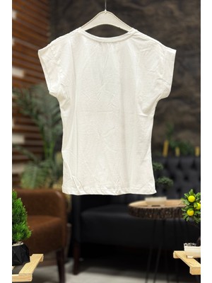 Sahnemoda Leopar Gold Baskılı Kısa Kol Penye Tshirt