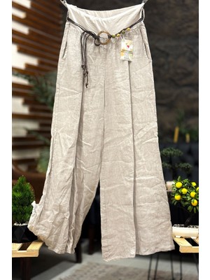Sahnemoda Italyan Bol Paça Ithal Keten Pantolon