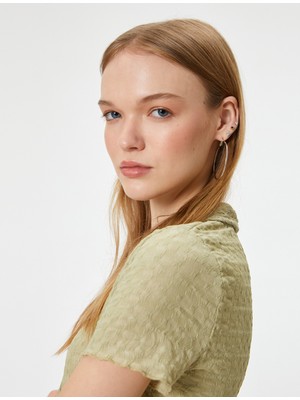 Koton Kısa Kollu Gömlek Yaka Bluz Düğmeli