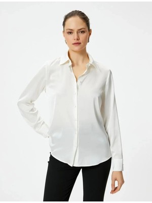 Koton Saten Gömlek Uzun Kollu Düğmeli Standart Kesim