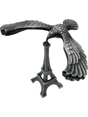 Dünyadan Hediyeler Vintage Metal Dengeli Kartal ve Eyfel Kulesi Gümüş 12X10 cm