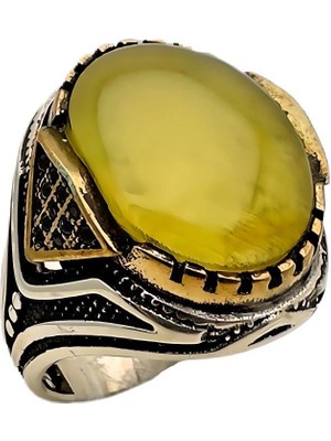 Gevherans Kehribar ve Zirkon Taşlı Gümüş Yüzük 240053172G21Y