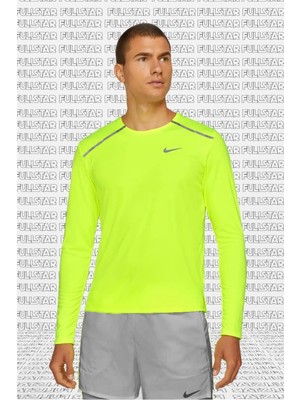 Nike Men's Long Sleeve Dry Miler Running Shirt Uzun Kollu Erkek Koşu Üstü Tişörtü Sarı