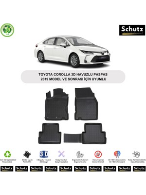 Toyota Corolla 2019 Model ve Sonrası Için Uyumlu 3D Havuzlu Oto Paspas
