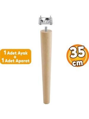 Badem10 Ahşap (35 CM) Zigon Sehpa Masa Puf Tabure Tv Ünitesi Ayağı Ayakları M8 Civatalı Bağlantı Aparatlı