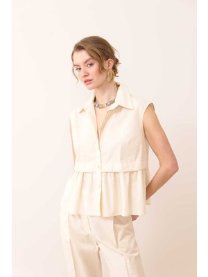 ROMAN Kolsuz Şerit Detaylı Poplin Gömlek Bej Y2413554_024