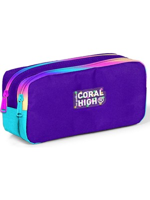 Coral High Kids Mor Rainbow Fermuarlı Iki Bölmeli Kalem Çantası 12072