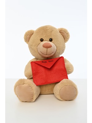 Pufu Toys 45 cm Mektuplu Kahverengi Peluş Ayıcık